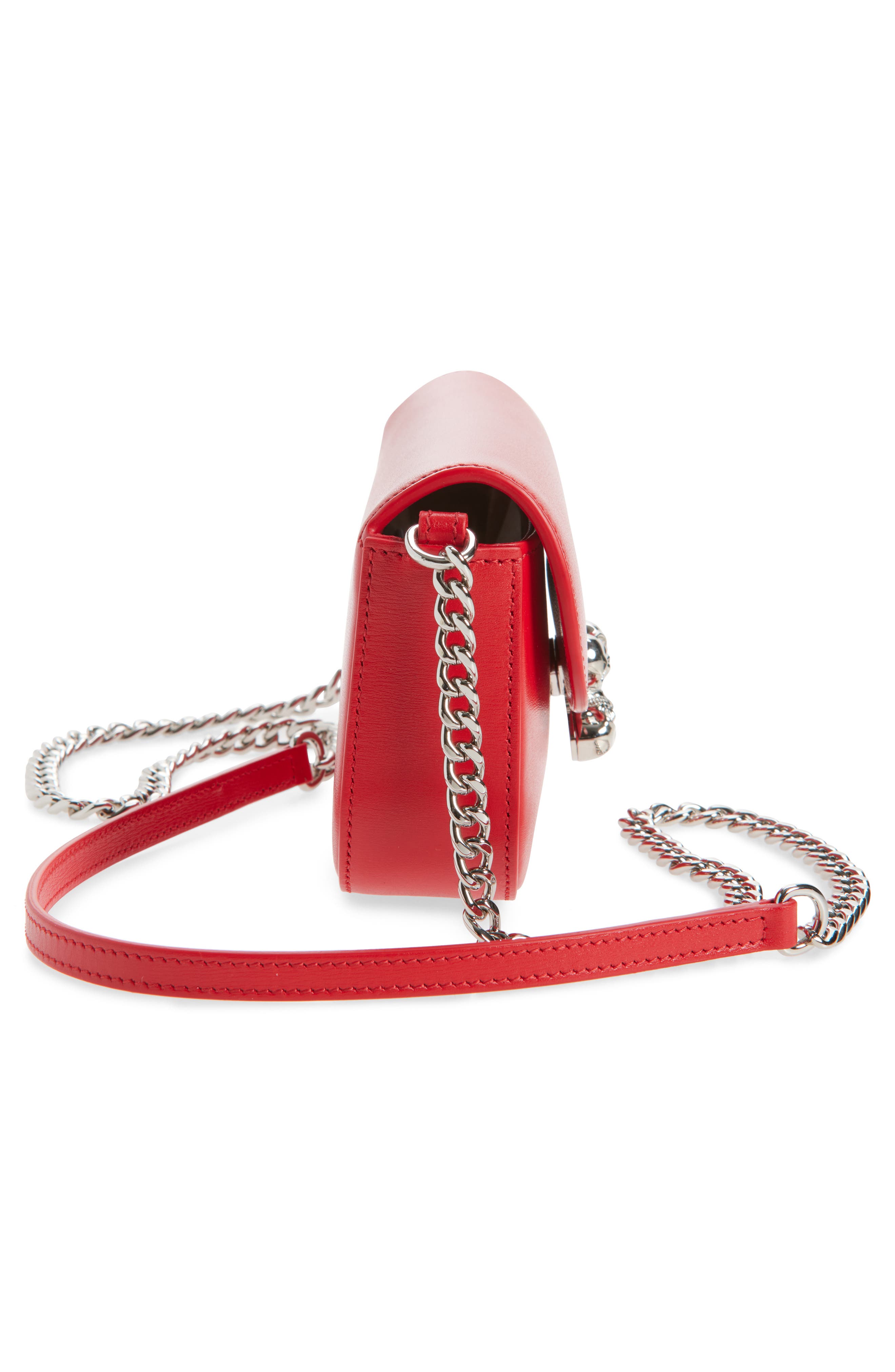 McQueen Small Skull Flower Shoulder Bag, Alternate, color, Red/ Silver