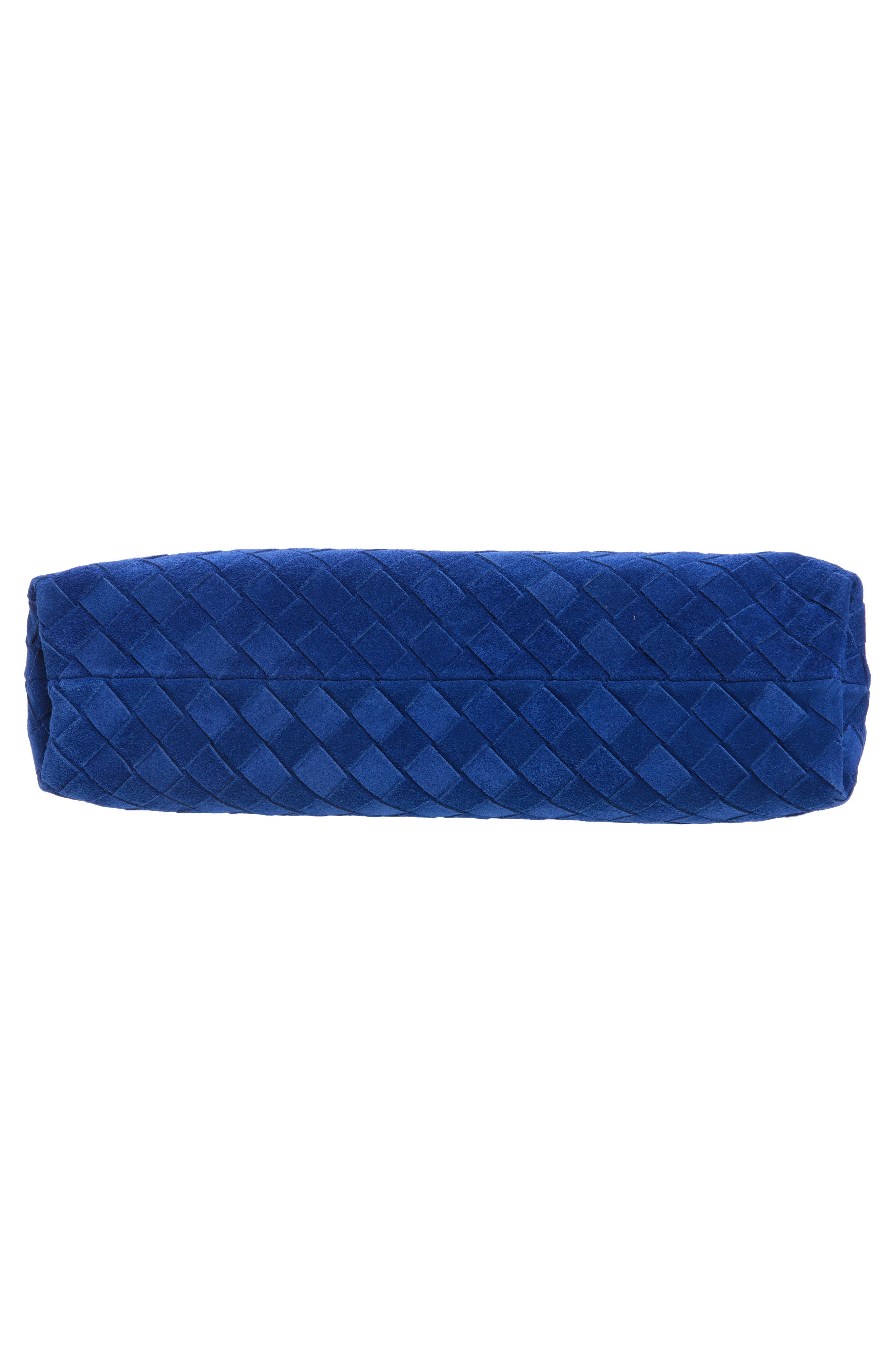 Giorno Intrecciato Suede Shoulder Bag, Alternate, color, 4297 BLUE ROYAL/ GOLD