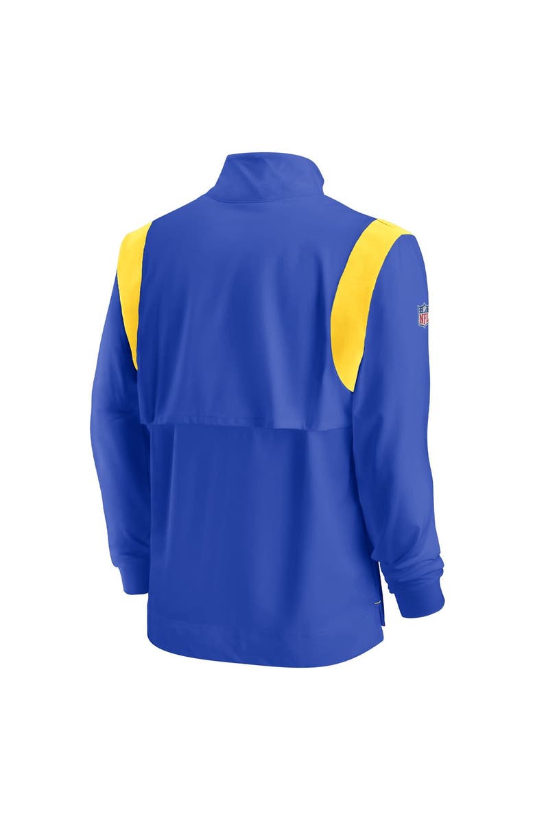 Nike Men's Nike Royal Los Angeles Rams Sideline Coach Chevron Lockup Quarter-Zip Long Sleeve Top, Alternate, color, 