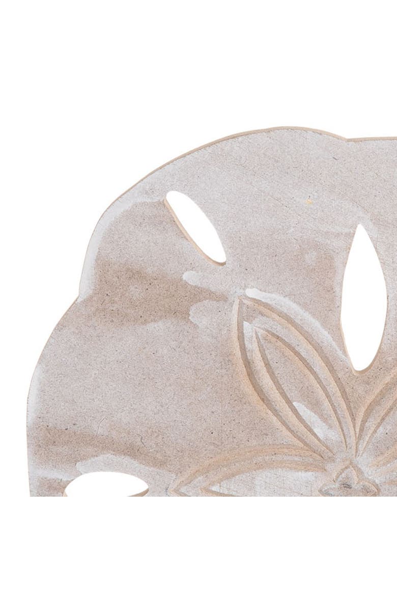 Small Wooden Decorative Sand Dollar Figurine 6", Alternate, color, Brown