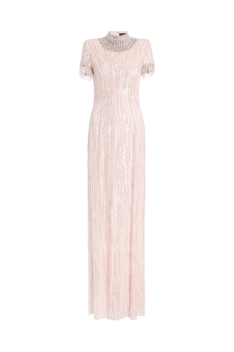 Madeleine Beaded Maxi Dress, Main, color, Fox Coral