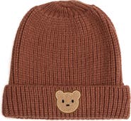 Sweet Wink Teddy Bear Patch Beanie