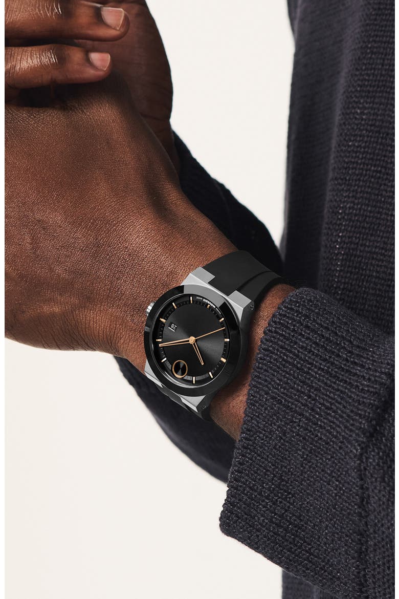 Bold Fusion Silicone Strap Watch, 42mm, Alternate, color, BLACK DIAL
