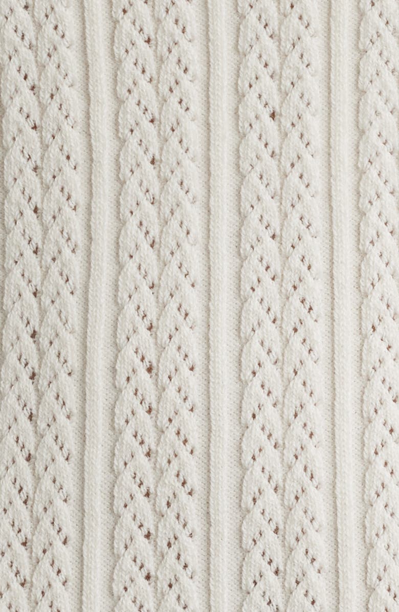 Anne Klein Mock Neck Short Sleeve Cotton Blend Sweater, Alternate, color, Creamy White