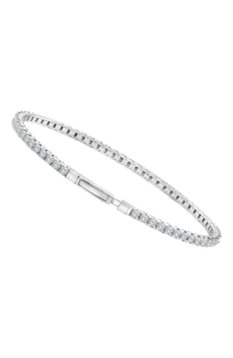 Bliss Diamond 3Ct Round Diamond Flexible Oval Bangle Women's Bracelet 14k Gold Lab Grown, Alternate, color, 14K White Gold