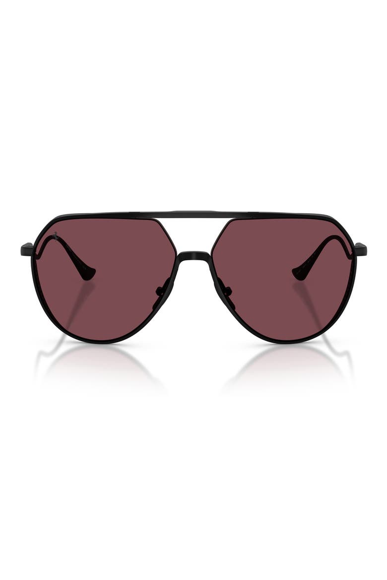 59mm Pilot Sunglasses, Main, color, MATTE BLACK / RED