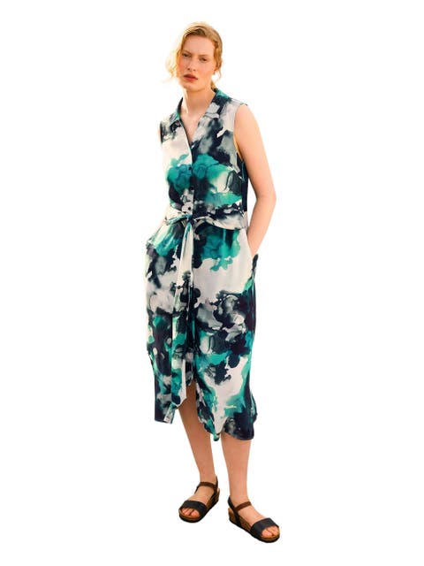 S/L TIE FRONT MIDI SHIRT DRS