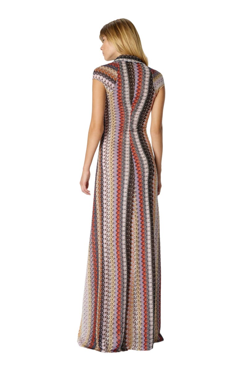 Missoni Long Dress With Knot And Neckline, Alternate, color, Red 
Blue