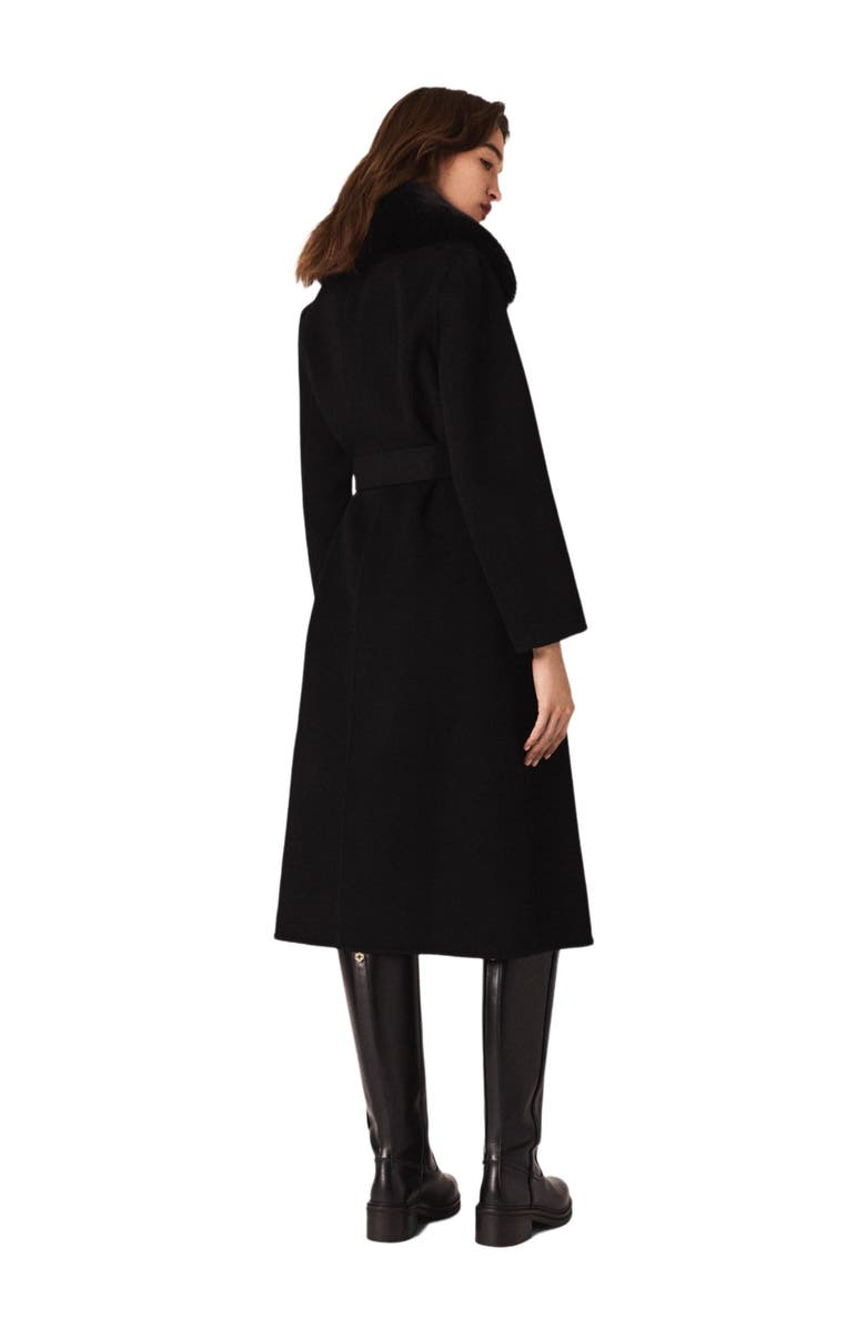 maje Double-faced coat with removable collar, Alternate, color, Black