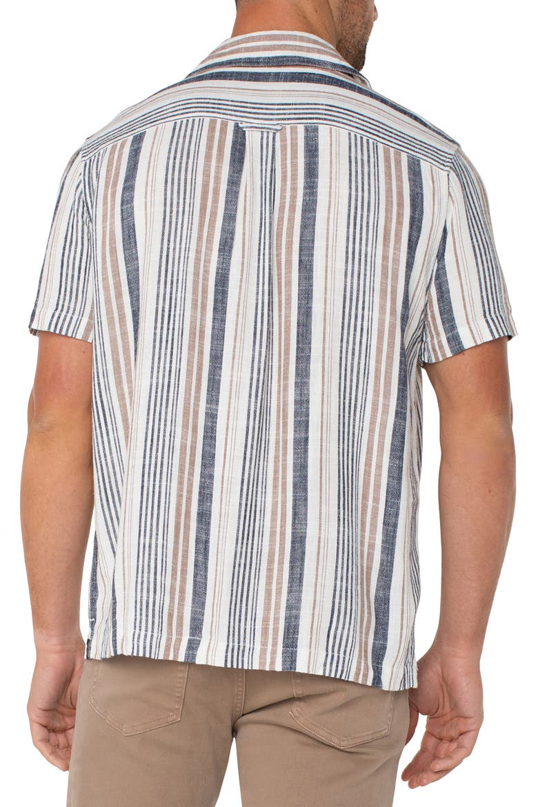 Stripe Stretch Cotton Camp Shirt, Alternate, color, TAUPE MULTI