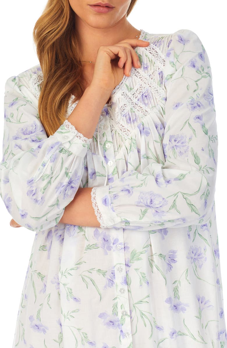 Eileen West Lace Trim Long Sleeve Cotton Lawn Ballet Nightgown, Alternate, color, 