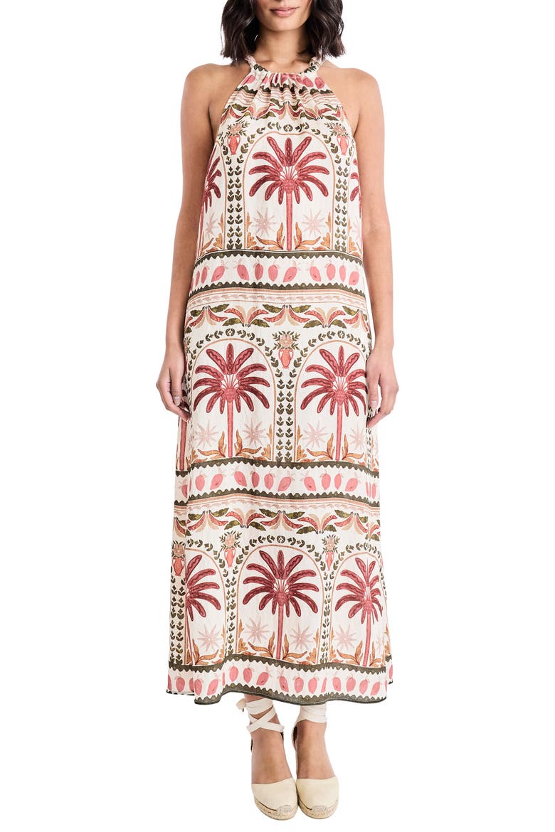 Halter Maxi Dress, Main, color, IVORY/ CORAL