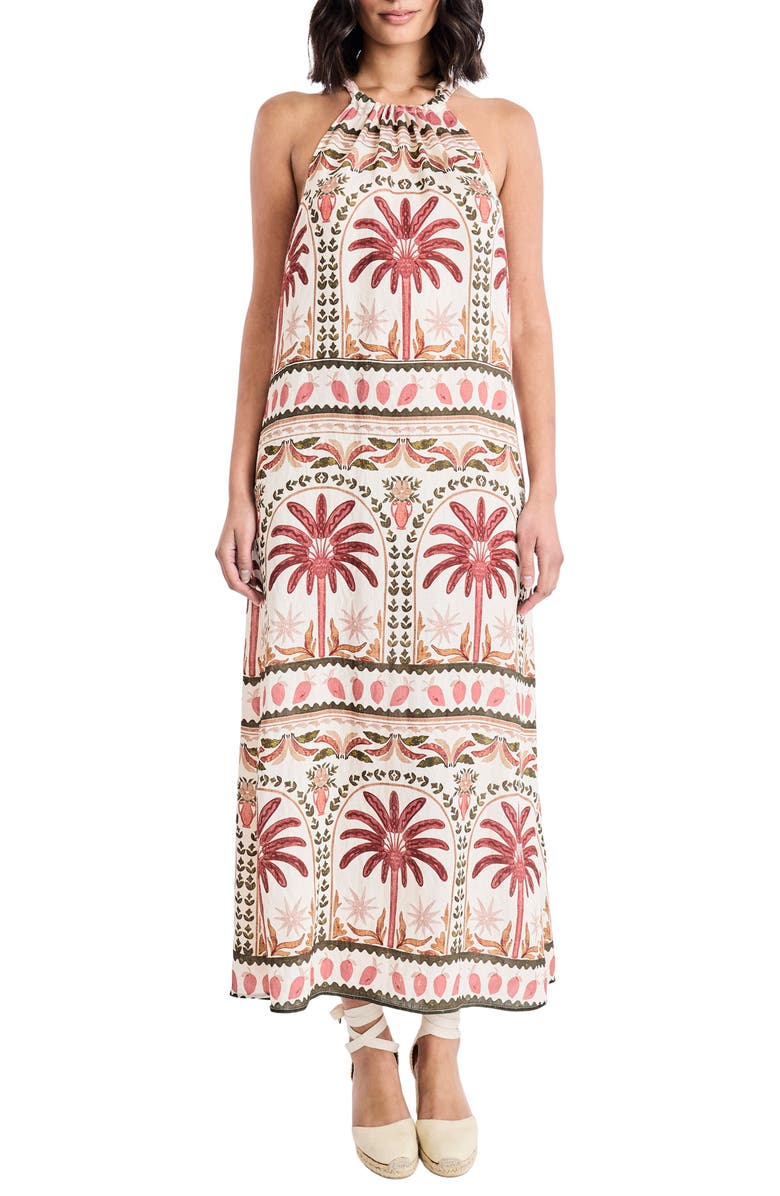 The Good Journey Halter Maxi Dress, Main, color, Ivory/ Coral
