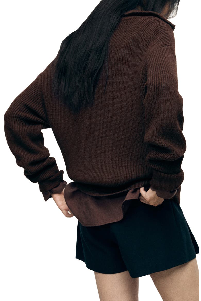 Half Zip Sweater, Alternate, color, CHOCOLATE