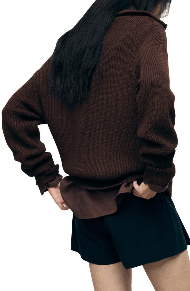 MANGO Half Zip Sweater, Alternate, color, Chocolate