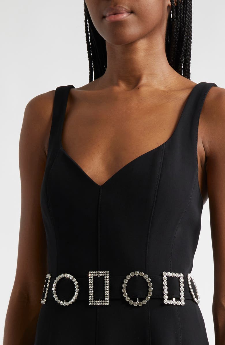 Cinq à Sept Eden Rhinestone Belt Sleeveless Maxi Dress, Alternate, color, Black