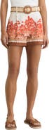 Reiss High Waist Floral Print Pleat Shorts
