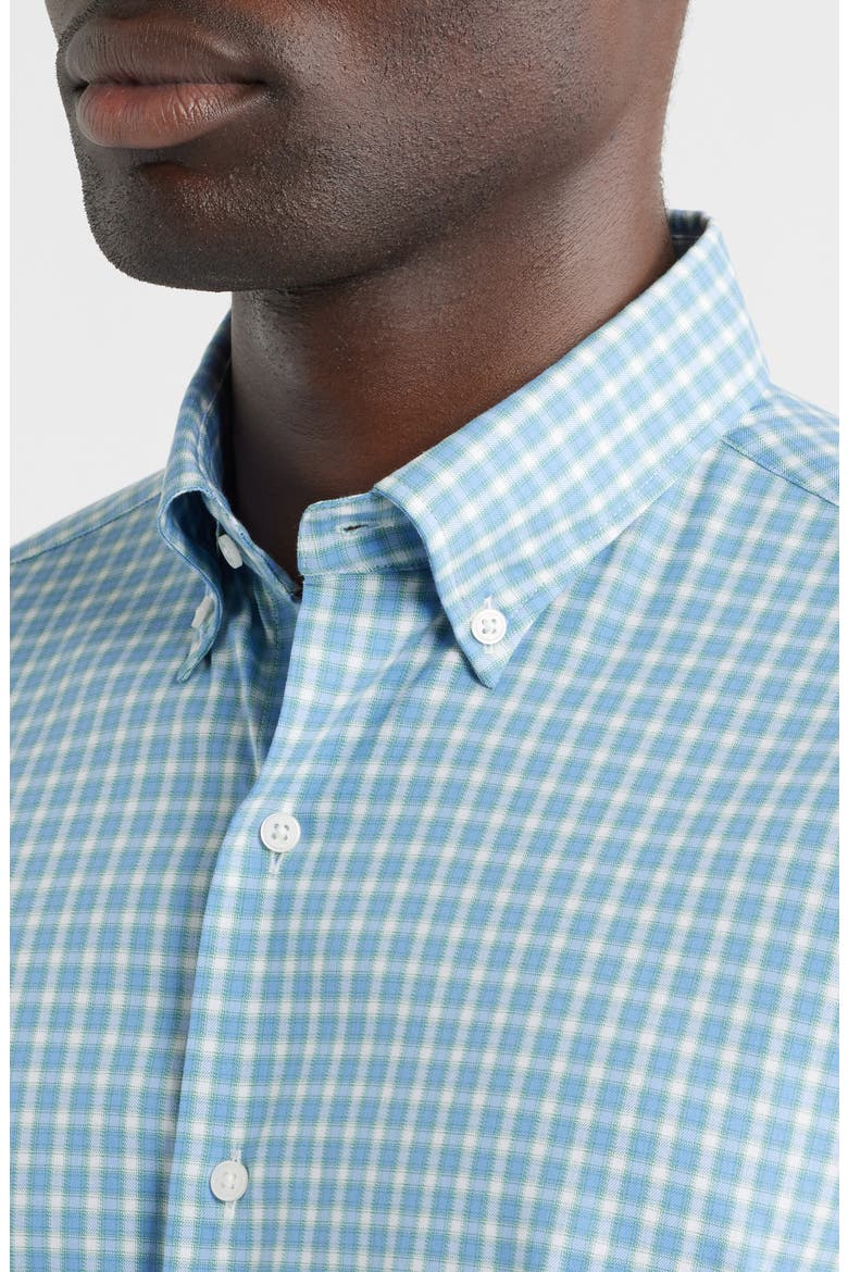 Felix Crown Lite Gingham Check Performance Twill Button-Down Shirt, Alternate, color, BLUEBIRD