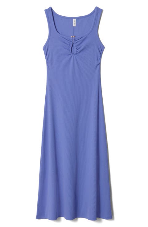 Keyhole Stretch Cotton Midi Dress