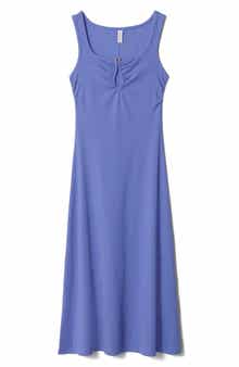 & Other Stories Keyhole Stretch Cotton Midi Dress