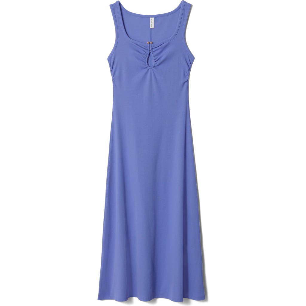 & Other Stories Keyhole Stretch Cotton Midi Dress In Blue