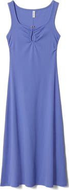 & Other Stories Keyhole Stretch Cotton Midi Dress