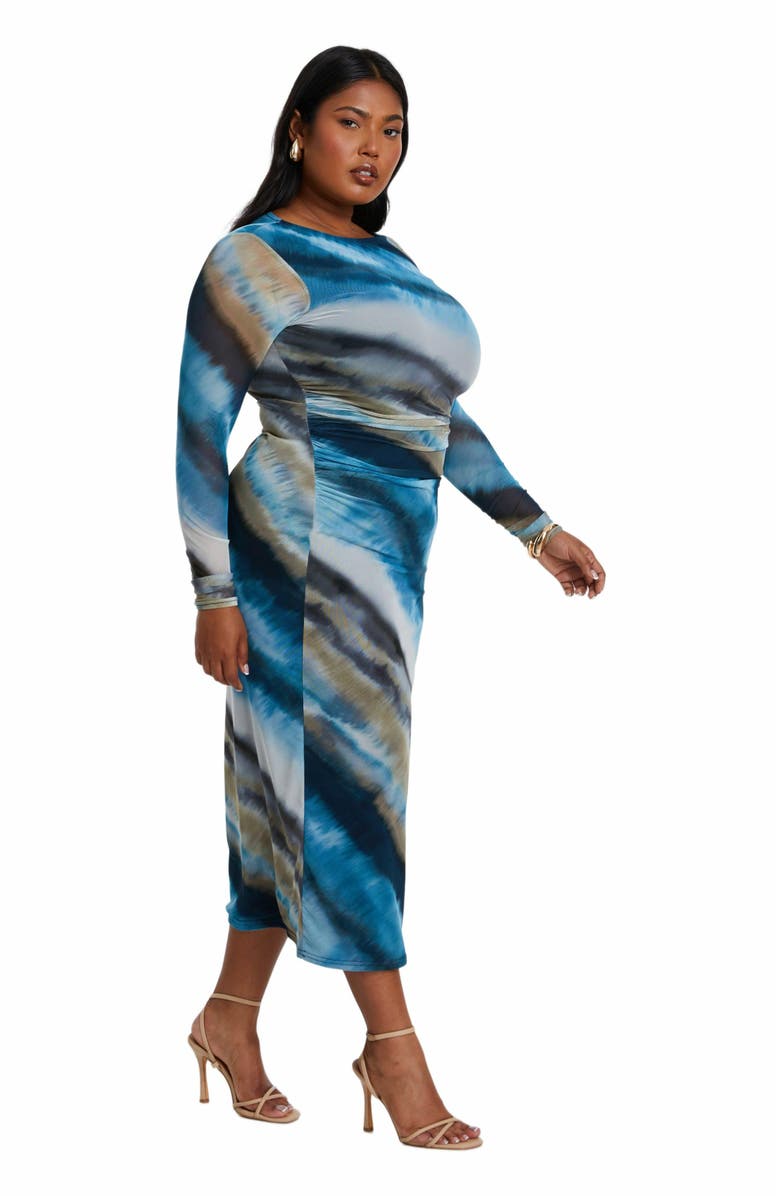 QUIZ Mesh Round Neck Maxi Dress, Alternate, color, Blue