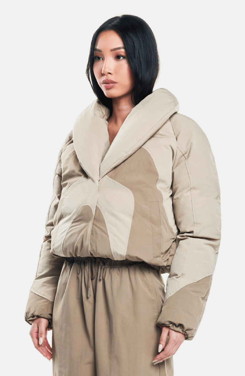 OW Collection SWIRL Puffer Jacket, Alternate, color, Beige / Tan