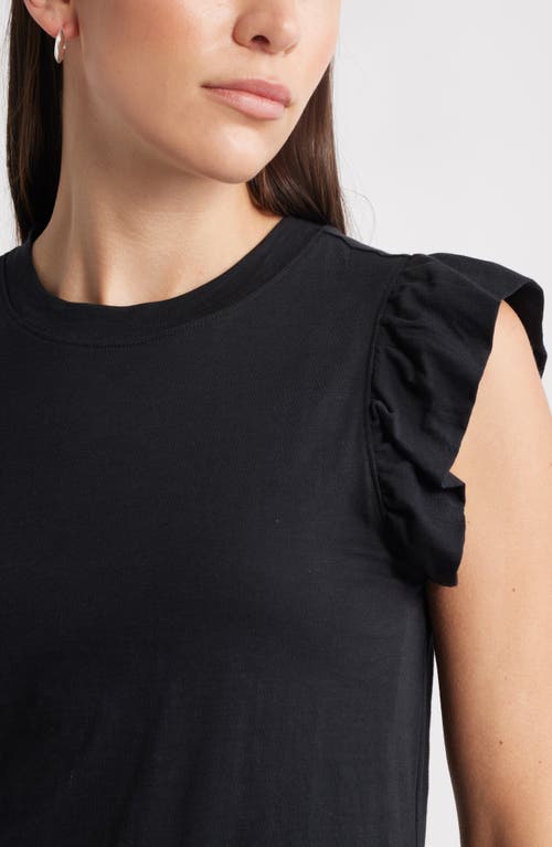 Caslonr Caslon(r) Ruffle Sleeveless Pima Cotton Top In Black
