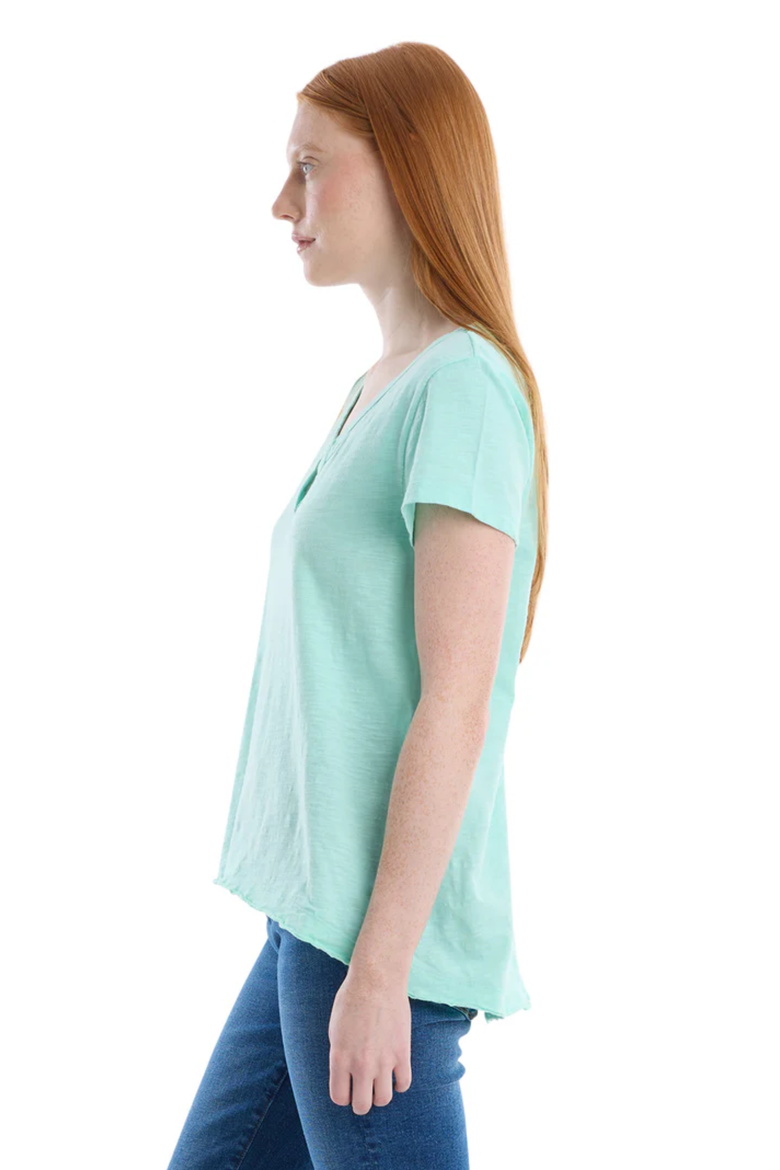 Short Sleeve Placket Hi-Lo Tee, Alternate, color, Cabbage