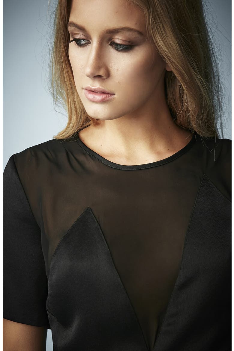 Kate Moss for Topshop Satin Romper, Alternate, color, BLACK