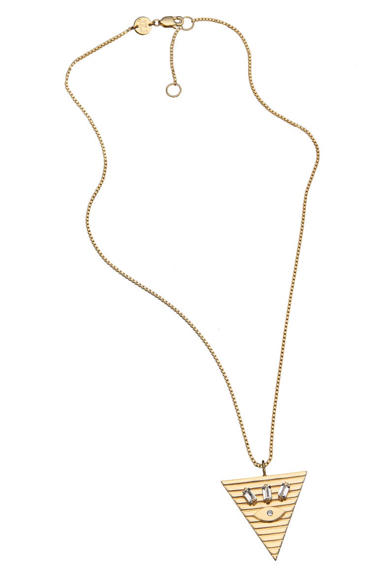 Annika Diamond & White Sapphire Necklace, Main, color, YELLOW GOLD PLATED