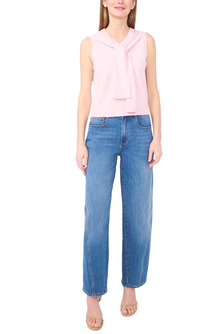 Tie Shoulder Sleeveless Sweater, Alternate, color, CHARMING PINK