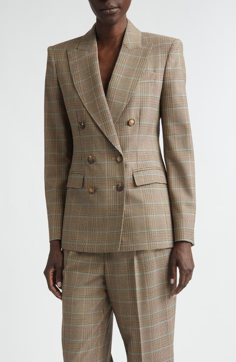Plaid Double Breasted Blazer