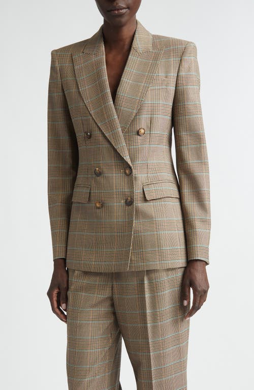 Etro Plaid Double Breasted Blazer In Multicol On Beige Base
