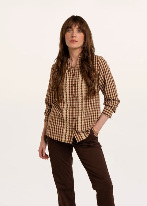 Fiorella Gingham Textured Blouse