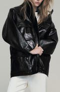 MANGO Oversized Leather Parka