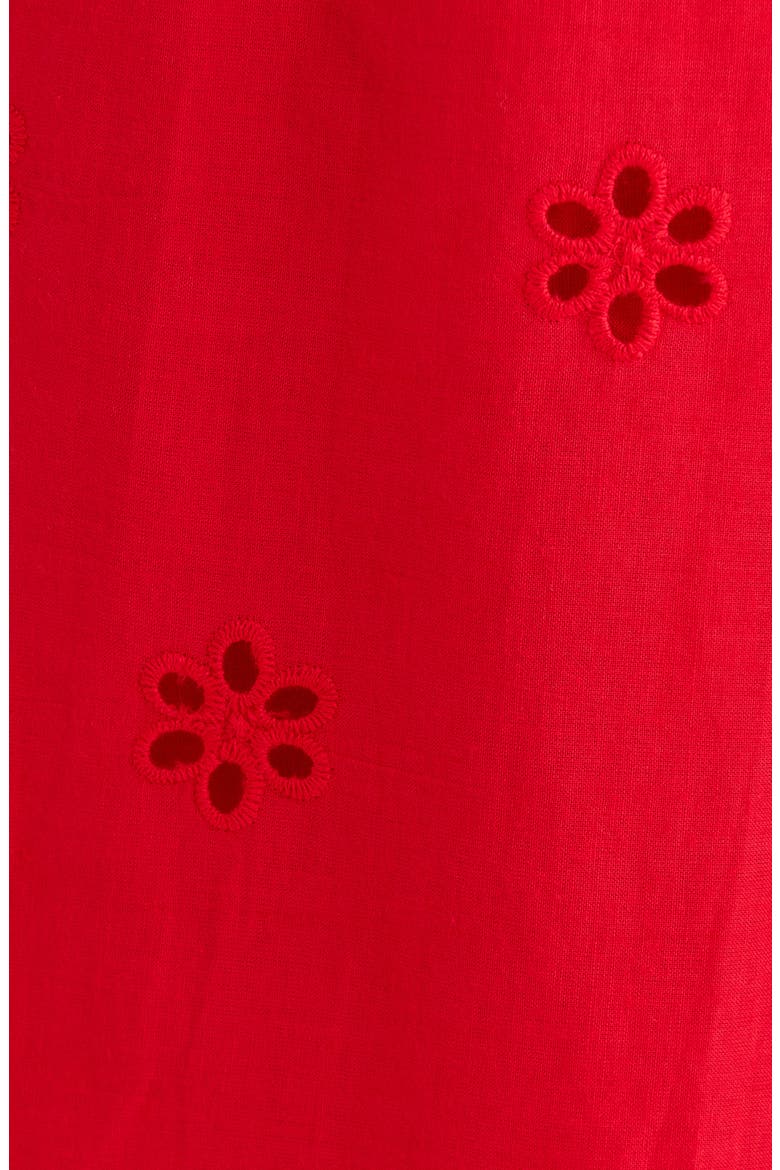 Deana Eyelet Smocked Midi Dress, Alternate, color, RED