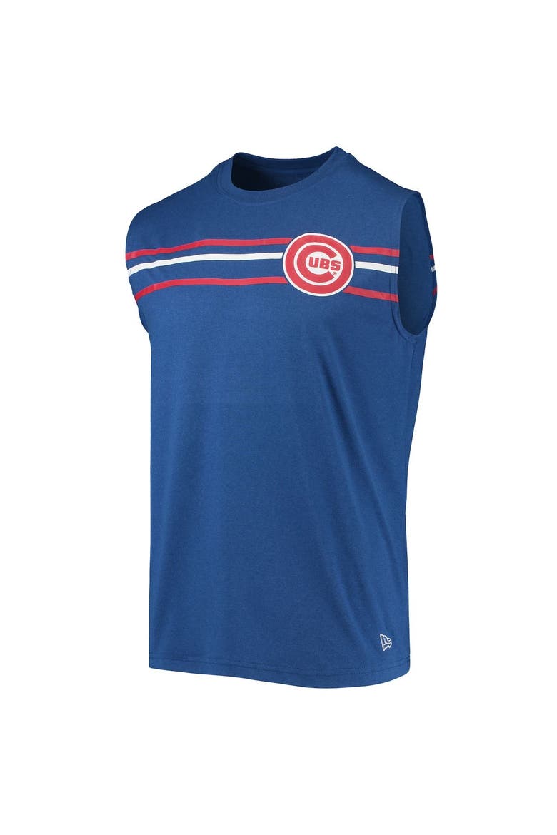 Men's New Era Heathered Royal Chicago Cubs Muscle Tank Top, Alternate, color, Heather Royal
