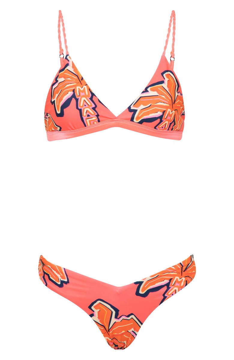 Maaji Racing Palms Valerya Reversible Bikini Bottoms, Alternate, color, Bright Pink