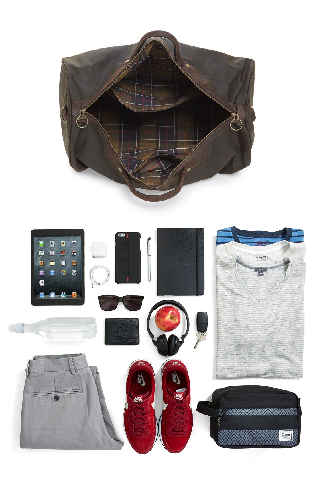 Barbour Waxed Canvas Duffle Bag, Alternate, color, Olive