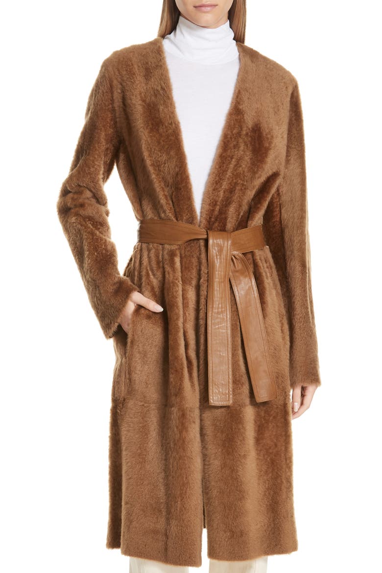 Genuine Shearling Coat, Main, color, CAMEL