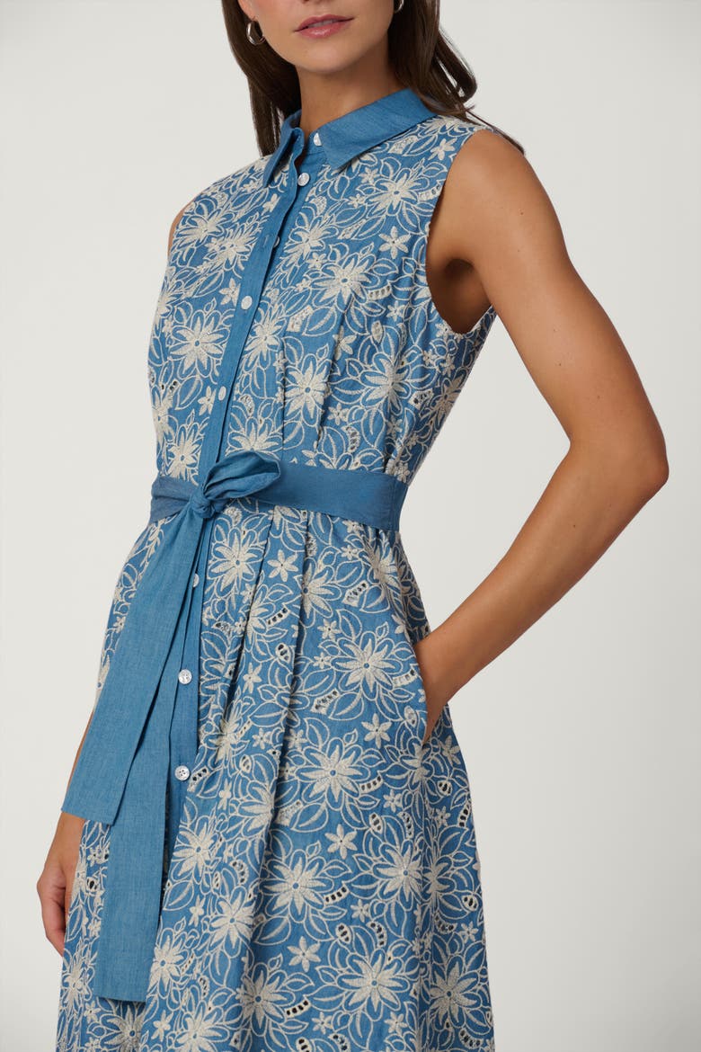 Embroidered Kendra Dress, Alternate, color, Chambray/Ivory