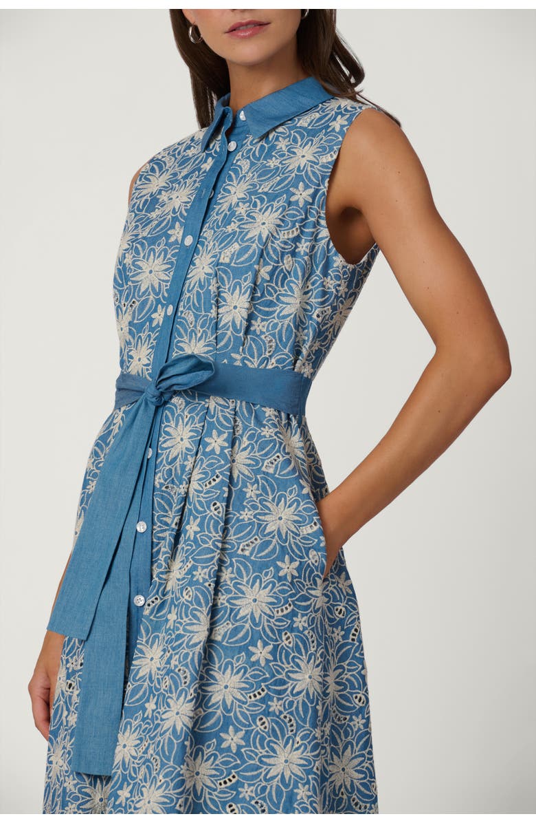 Shoshanna Embroidered Kendra Dress, Alternate, color, Chambray/Ivory