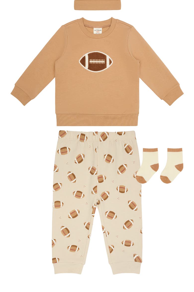 4-Piece Football Sweatshirt, Joggers, Knit Beanie & Socks Set, Alternate, color, FOOTBALLS