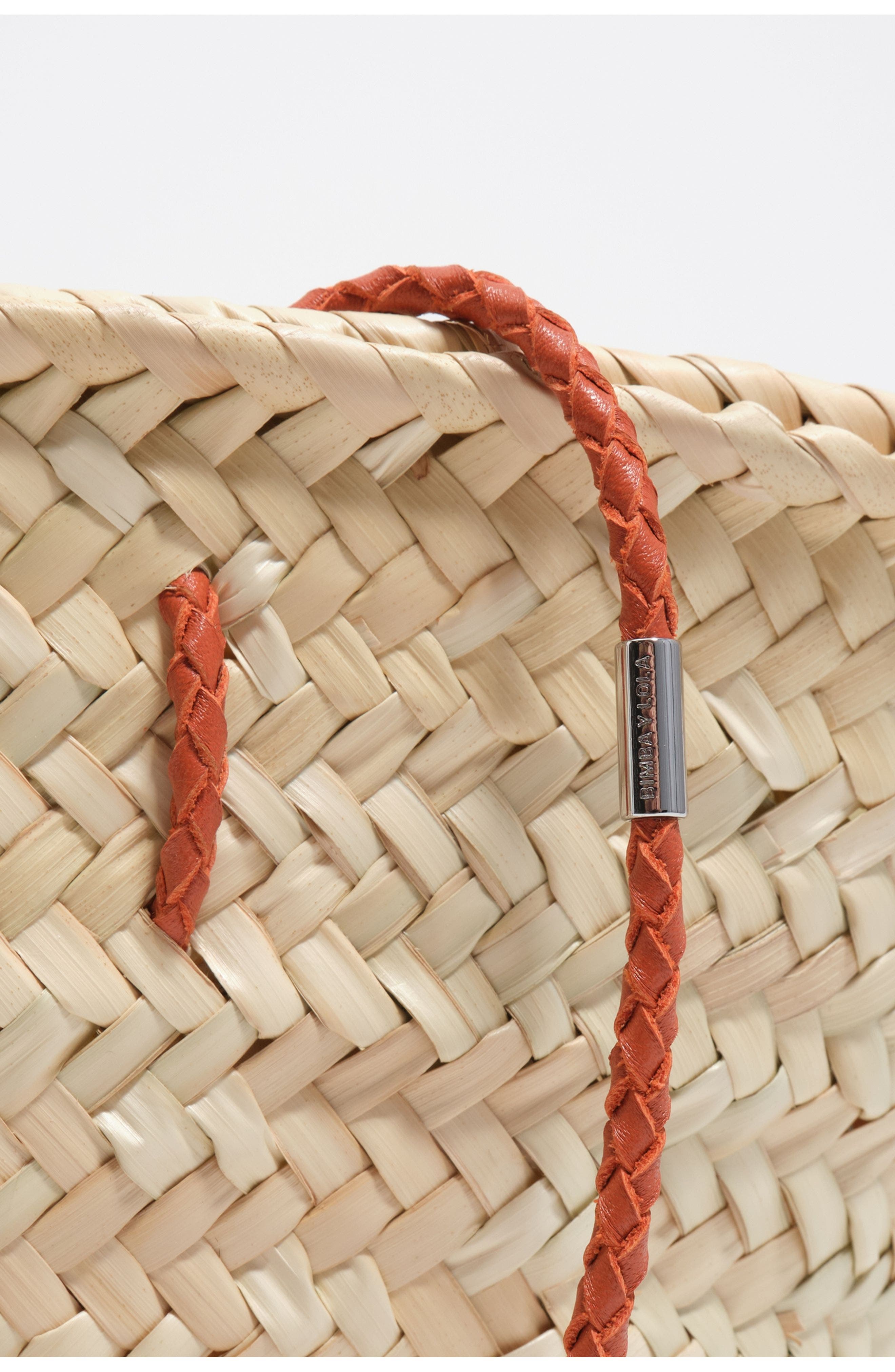 Bimba y Lola Medium Palm Basket Bag, Alternate, color, Natural
