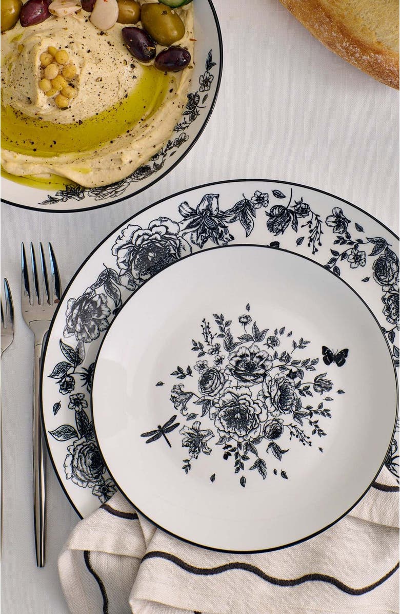 Stone Lain Esme Porcelain 16-Piece Dinnerware Set, Alternate, color, Black