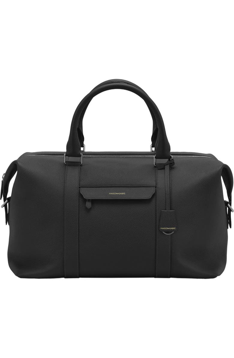 MAISON de SABRÉ Leather Duffle Bag, Main, color, Black Caviar