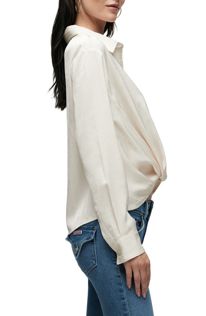 Hudson Jeans Knot Front Button-Down Shirt, Alternate, color, Crme Stripe