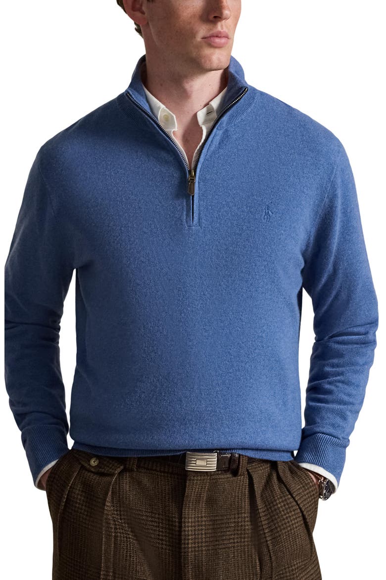 Regular Fit Wool Quarter Zip Sweater, Main, color, BLUEBORG